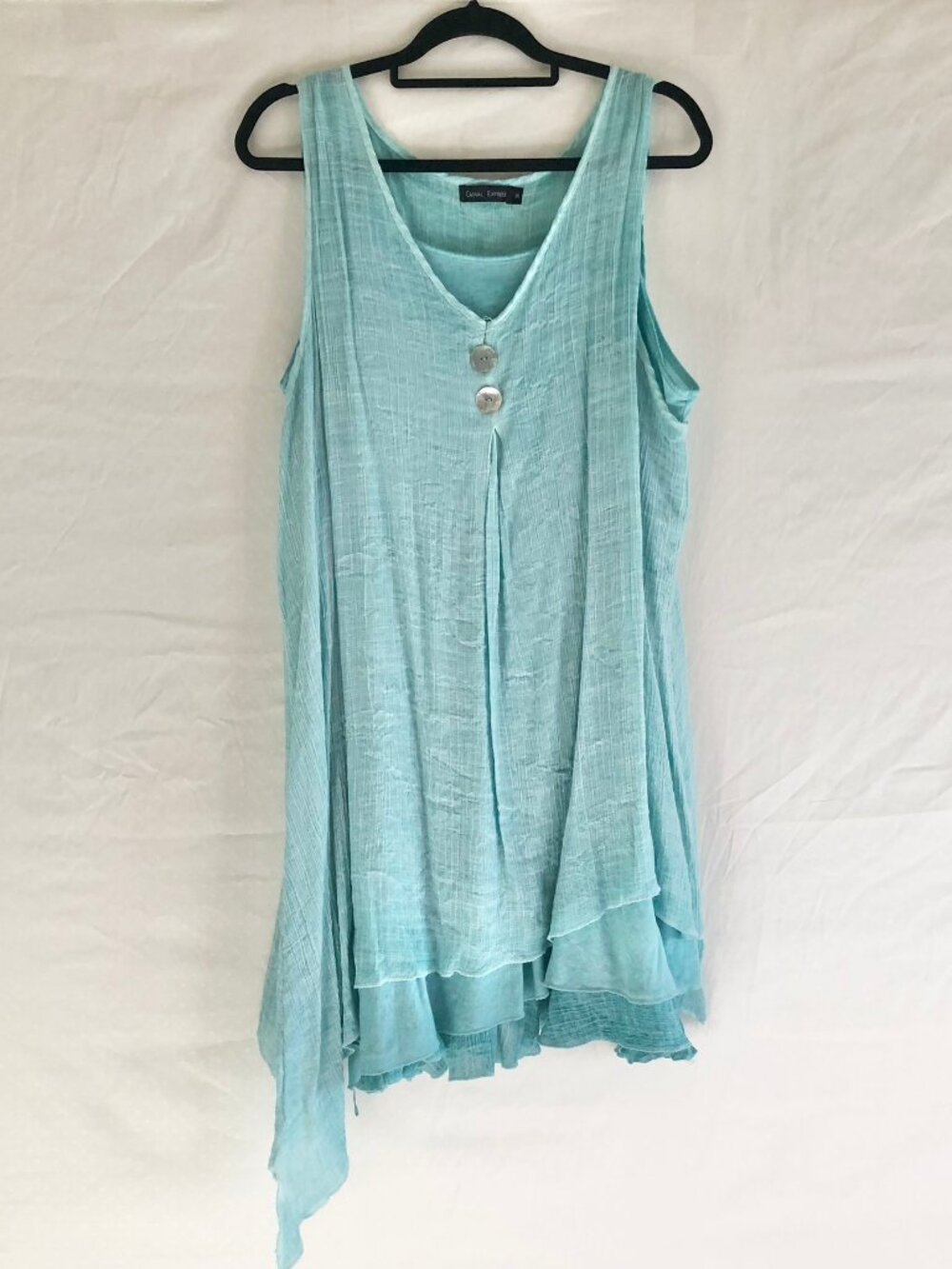 Casual Express Seafoam Blue Layered Tunic Tank Dress Plus Size XXL